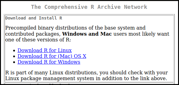 Fig 1: The CRAN Website